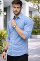 BROCON Men Solid Casual Light Blue Shirt