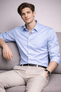BROCON Men Solid Party Blue Shirt