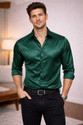BROCON Men Solid Party Green Shirt
