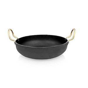iron kadahi 20 cm - flat bottom  induction friendly kadhai  capacity  1500 ml 20 cm black