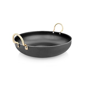 iron kadahi 27 cm - flat bottom iron kadaikadhai for cooking amp deep frying with strong handle induction friendly kadhai  capacity  3500 ml 27 cm black