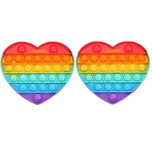 brogbus poppet push pop bubble sensory fidget toy - autism special needs silicone stress relief squeeze sensory toy heart shape rainbow set of 2
