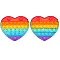 BROGBUS Poppet Push Pop Bubble Sensory Fidget Toy - Autism Special Needs Silicone Stress Relief, Squeeze Sensory Toy (Heart Shape Rainbow, Set of 2)
