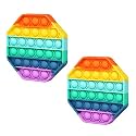 BROGBUS Poppet Push Pop Bubble Sensory Fidget Toy - Autism Special Needs Silicone Stress Relief, Squeeze Sensory Toy (Rainbow Heart)