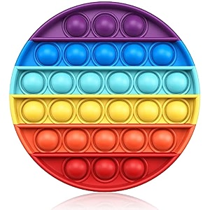 brogbus poppet push pop bubble sensory fidget toy - autism special needs silicone stress relief squeeze sensory toy rainbow round