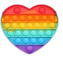 BROGBUS Poppet Push Pop Bubble Sensory Fidget Toy - Autism Special Needs Silicone Stress Relief, Squeeze Sensory Toy (Rainbow Heart)