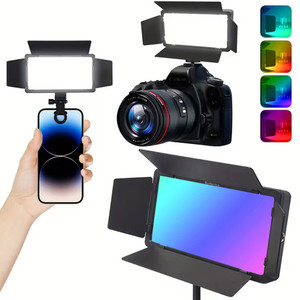 brolaviya four-leaf baffle spotlight 2000mah rechargeable rgb color video pocket light 200 lx camera led light