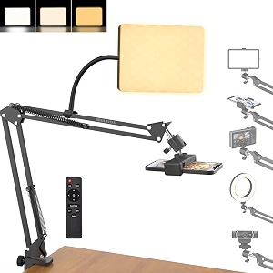 brolaviya overhead video mobile stand with 11 inch video led light 2700 to 5500k with remote control metal arm1434 ball head for cameragoprowith mobile bracket and flexible clip arm