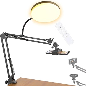 brolaviya overhead video mobile stand with full screen fill 10-inch ring light with remote control metal arm1434 ball head for cameragoprowith mobile bracket and flexible clip arm