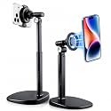 BROLAVIYA 2-in-1 Magnetic &amp; Clip Phone Stand for Desk, Adjustable Height Mobile Holder, MagSafe-Compatible Mount with Phone Clamp, 360° Rotation for Live Streaming, Recording, Video Calls &amp; Cooking