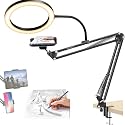 BROLAVIYA Overhead Video Stand with 10-inch Ring Light, Metal arm Body,1/4" Ball Head for Camera, Webcam, Gopro, with Mobile and Tablet Bracket for Overhead Video, Desktop, Bedroom, Office.