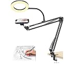 BROLAVIYA Overhead Video Stand with 6-inch Ring Light, Metal arm Body,1/4" Ball Head for Camera,Webcam with Bracket for Mobile,Overhead Video,Desktop,Bedroom, Office.