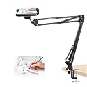 BROLAVIYA Overhead Video Stand Phone Holder, Metal Long Lazy Arm and Bracket for Mobiles Phone and Tablets, for Streaming,Overhead Video,Desktop,Bedroom, Office
