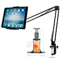 BROLAVIYA Upgraded Flexible Gooseneck Clip Lazy Metal Arm Bracket for Both Mobiles and Tablets Fits Device 4~11 Diagonal inch, Articulating Arm Mount for Home, Office or Desk,Table Mount, Black