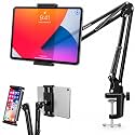 BROLAVIYA Upgraded Flexible Gooseneck Clip Lazy Arm Bracket for Both Mobiles and Tablets Fits Device 4~12.9 inch, Compatible with iPad Pro Air Mini for Home, Office or Kitchen