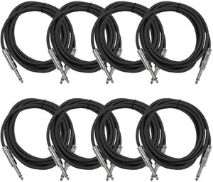 bronbyte pack of 8instrument 635mm mono jack male to 635 mm male 14 ts to 14 straight ts patch cable 15 m in length