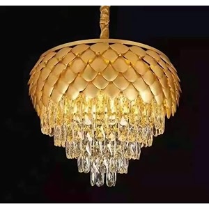 brontes orab 3-tier 400mm modern crystal gold chandeliers light fixture with ceilling light fixture 3 colors led plate included warm white natural light golden light
