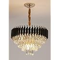Brontes ORAB Gold Black Tube Stainless Steel K9 Crystal Pendant Chandelier Ceiling Lights 600mm Hanging Light and 3 Colors Led Plate Included Warm White, Natural Light, Golden Light