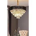 Brontes ORAB k9 cystral Glass Modern Ceiling jhummer/Chandelier Light Fixture (Clear, Black) 500 mm and 3 Colors Led Plate Included Warm White, Natural Light, Golden Light
