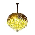 Brontes ORAB Metal and K9 Crystal Golden Finish Exqusite Design Chandelier/Jhumar for Home and Office (Gold_600mm) and 3 Colors Led Plate Included Warm White, Natural Light, Golden Light