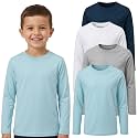BROOKLYN VERTICAL Boys 4-Pack Long Sleeve Cotton T-Shirts – Tagless Crew Neck Basic Tees, Sizes 2T-18/20