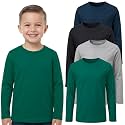 BROOKLYN VERTICAL Boys 4-Pack Long Sleeve Cotton T-Shirts – Tagless Crew Neck Basic Tees, Sizes 2T-18/20