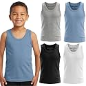 BROOKLYN VERTICAL Boys 4 Pack Undershirt Tank Top - Tagless Cotton Super Soft Runs Small
