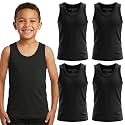 BROOKLYN VERTICAL Boys 4 Pack Undershirt Tank Top - Tagless Cotton Super Soft Runs Small