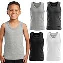 BROOKLYN VERTICAL Boys 4 Pack Undershirt Tank Top - Tagless Cotton Super Soft Runs Small