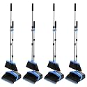 Broom and Dustpan Set, 52-in Long Adjustable Handle Broom Dustpan Combo with Dust pan Teeth to Automatically Clean Hair Suitable for Home Kitchen Office Hall Floor (Black&amp;Blue), 4 Pack