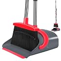 Ivandar Broom and Dustpan Set,Broom with Dustpan Combo Set Dust pan with Long Handle, for Home Kitchen Room Office Lobby Floor Use Upright Stand Up(Gray&Red)