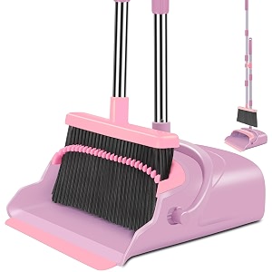 broom and dustpan set for home office indoorampoutdoor sweeping stand up broom and dustpan pink