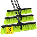 3 PK 24" Push Broom Outdoor, Heavy Duty Broom with 63" Long Handle, Shop Garage Broom with Stiff Bristle for Indoor Outdoor Floor Cleaning, Garden Patio Deck Warehouse Lawn Driveway Scrubbing