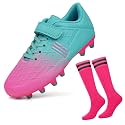 brooman Kids Firm Ground Soccer Cleats Boys Girls Football Cleats with Soccer Socks