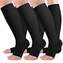 bropite Open Toe Compression Socks for Women，3 Pairs Toless Knee-High Socks