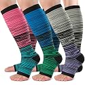 bropite Open Toe Compression Socks for Women，3 Pairs Toless Knee-High Socks