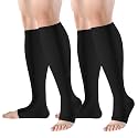 bropite Open Toe Compression Socks for Women，3 Pairs Toless Knee-High Socks