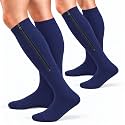 bropite Zipper Close Toe Compression Socks for Women and Men 2 Pairs Knee high 15-20mmHg for Walking Running Nurses Pregnancy
