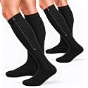 bropite Zipper Close Toe Compression Socks for Women and Men 2 Pairs Knee high 15-20mmHg for Walking Running Nurses Pregnancy