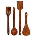 Bros Moon Durable n bio Friendly Set of 4 Wooden Sheesham Cooking Utensil Set Non-Stick Kitchen Tool Wooden Cooking Spoons and Spatulas