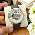 brosa Premium Luxury Men's Automatic Skeleton Watch,Gold Tone Case,Brown Leather Strap Analog Watch  - For Men TH-01