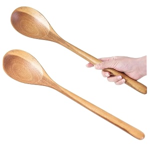 brosmoon 2pcs premium solid mangifera wooden cooking spoons -smooth finish sturdy 16-inch giant spoon for nonstick cookware big pot wooden spoons for cooking stirring heavy food service