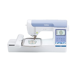 brother pe900 embroidery machine wireless lan connected 193 built-in designs 534 x 734 hoop area large 3734 lcd touchscreen usb port 13 font styles white