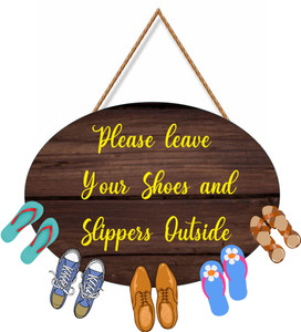 brothers creation please leave your shoes and sliiper outside wooden shoes hanging for home door