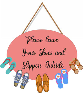 brothers creation please leave your shoes and sliiper outside wooden shoes hanging for home door