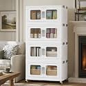 BROVIEW 240 Qt Extra Large Stackable Storage Bin with Lids, 4 Pack White
