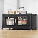 BROVIEW 300 Qt Extra Large Stackable Storage Bin with Lid, 1 Pack Black