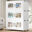 BROVIEW 450 Qt Extra Large Stackable Storage Bin with Lids, 3 Pack White
