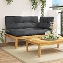 Modular Outdoor Sectional Sofa 5-Seat Acacia Wood