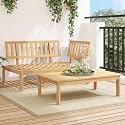Brown Acacia Wood Outdoor Sectional 52.4x36.2x27.2 in